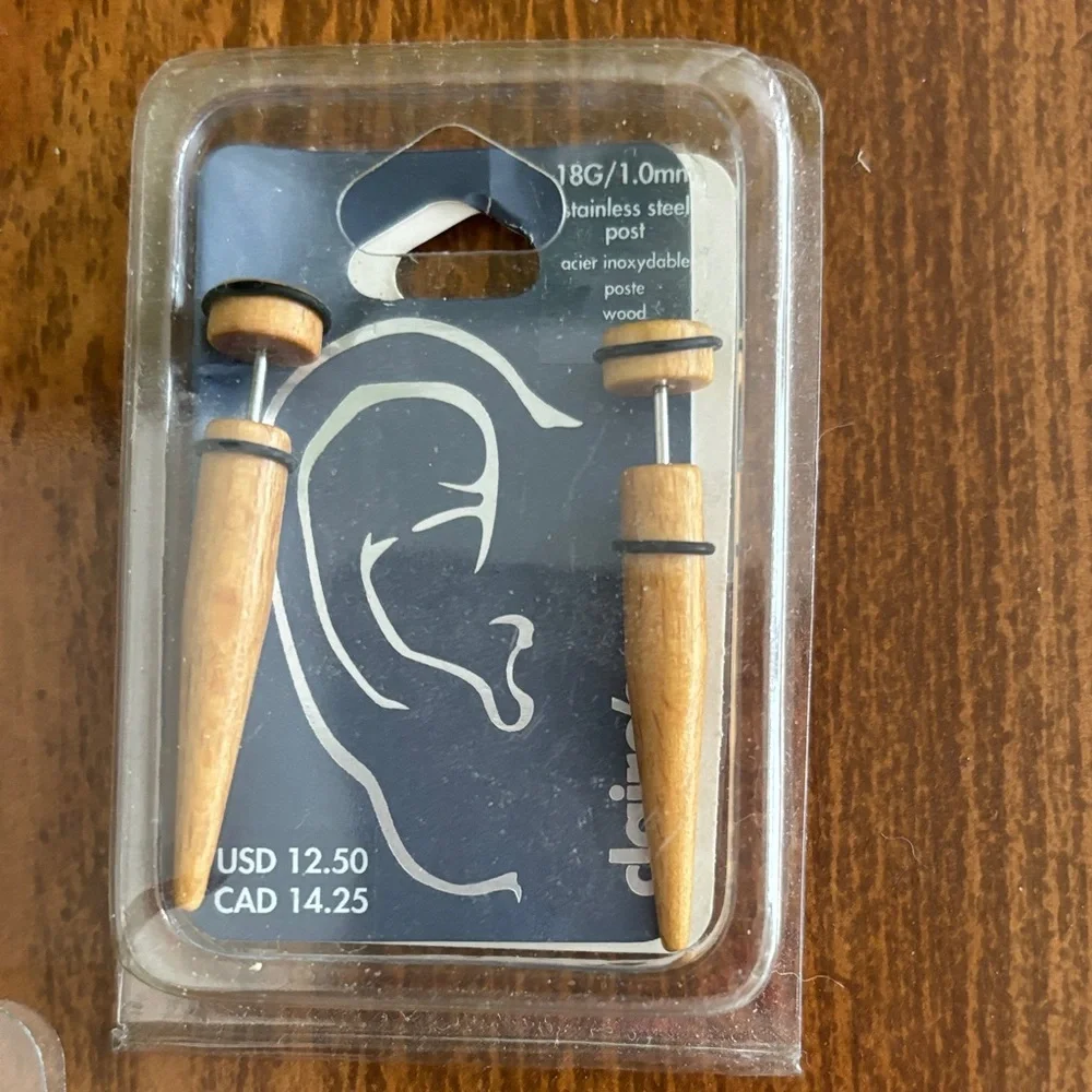 Set of 3 pair Black and Purple, and Wood Ear Gauges
